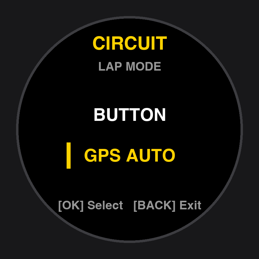 CIRCUIT 選擇 BUTTON 或 GPS AUTO