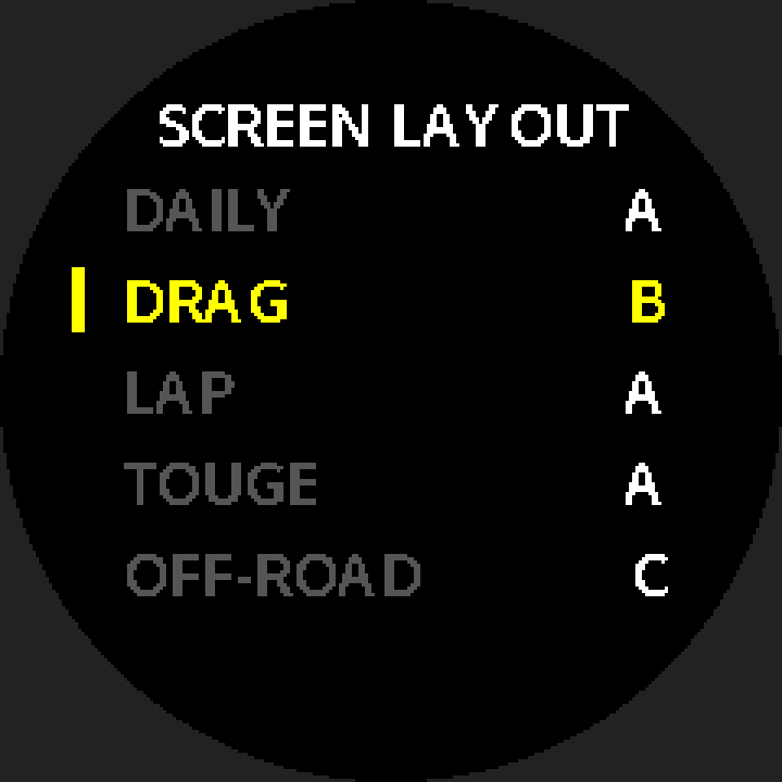 SCREEN LAYOUT 子選單